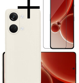 NoXx NoXx OnePlus Nord 3 Hoesje Siliconen Met Screenprotector - Wit