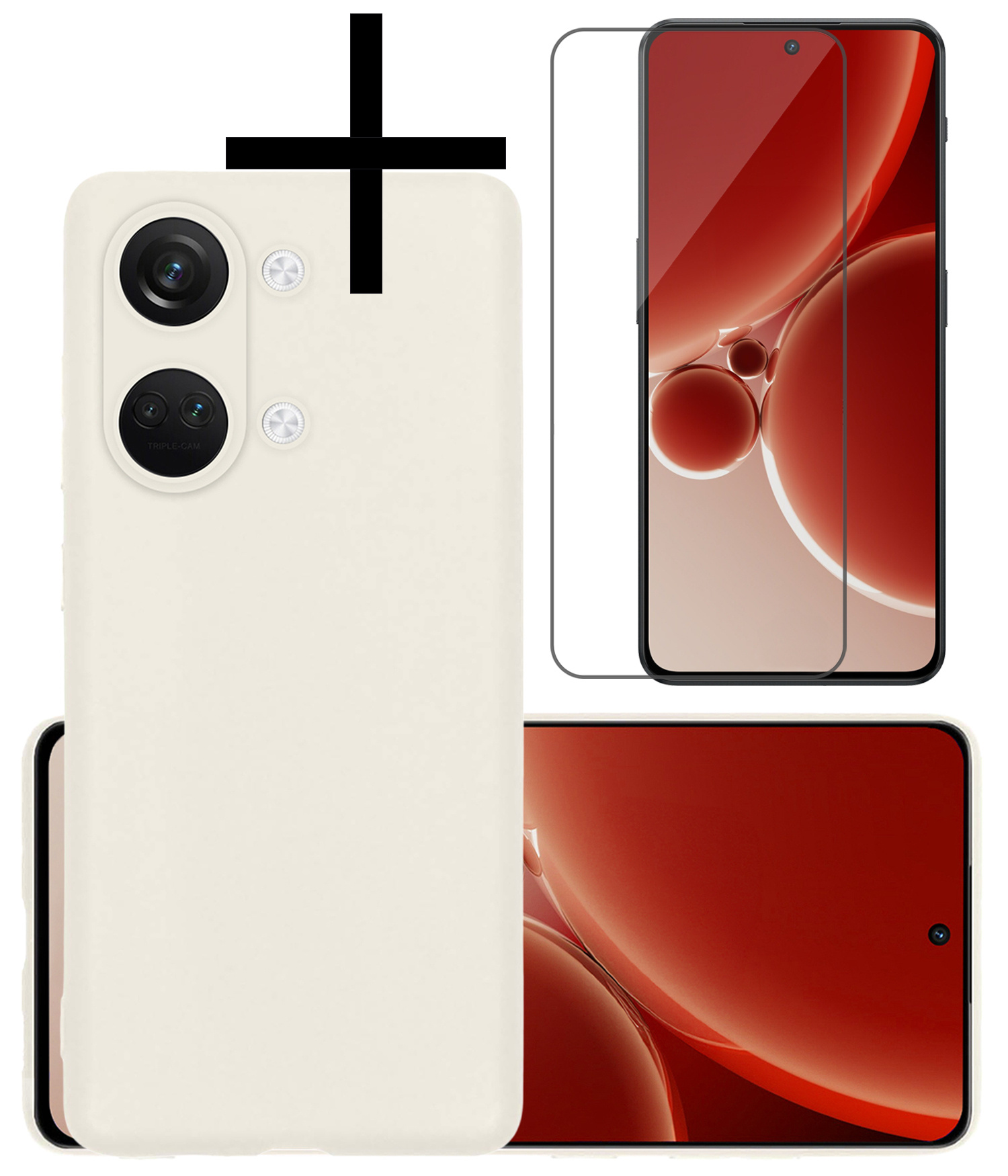 NoXx Hoes Geschikt voor OnePlus Nord 3 Hoesje Cover Siliconen Back Case Hoes Met Screenprotector - Wit