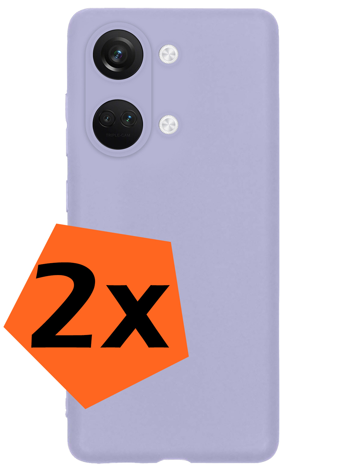 Nomfy Hoesje Geschikt voor OnePlus Nord 3 Hoesje Siliconen Cover Case - Hoes Geschikt voor OnePlus Nord 3 Hoes Back Case - 2-PACK - Lila