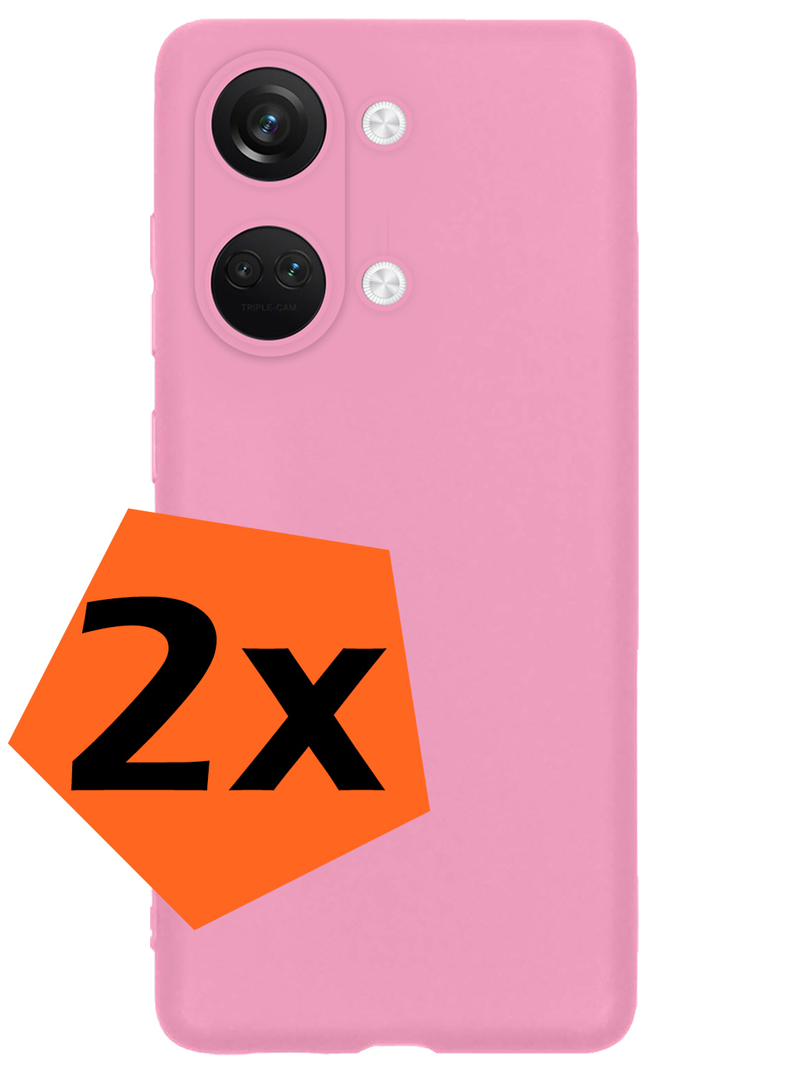 Nomfy Hoesje Geschikt voor OnePlus Nord 3 Hoesje Siliconen Cover Case - Hoes Geschikt voor OnePlus Nord 3 Hoes Back Case - 2-PACK - Lichtroze