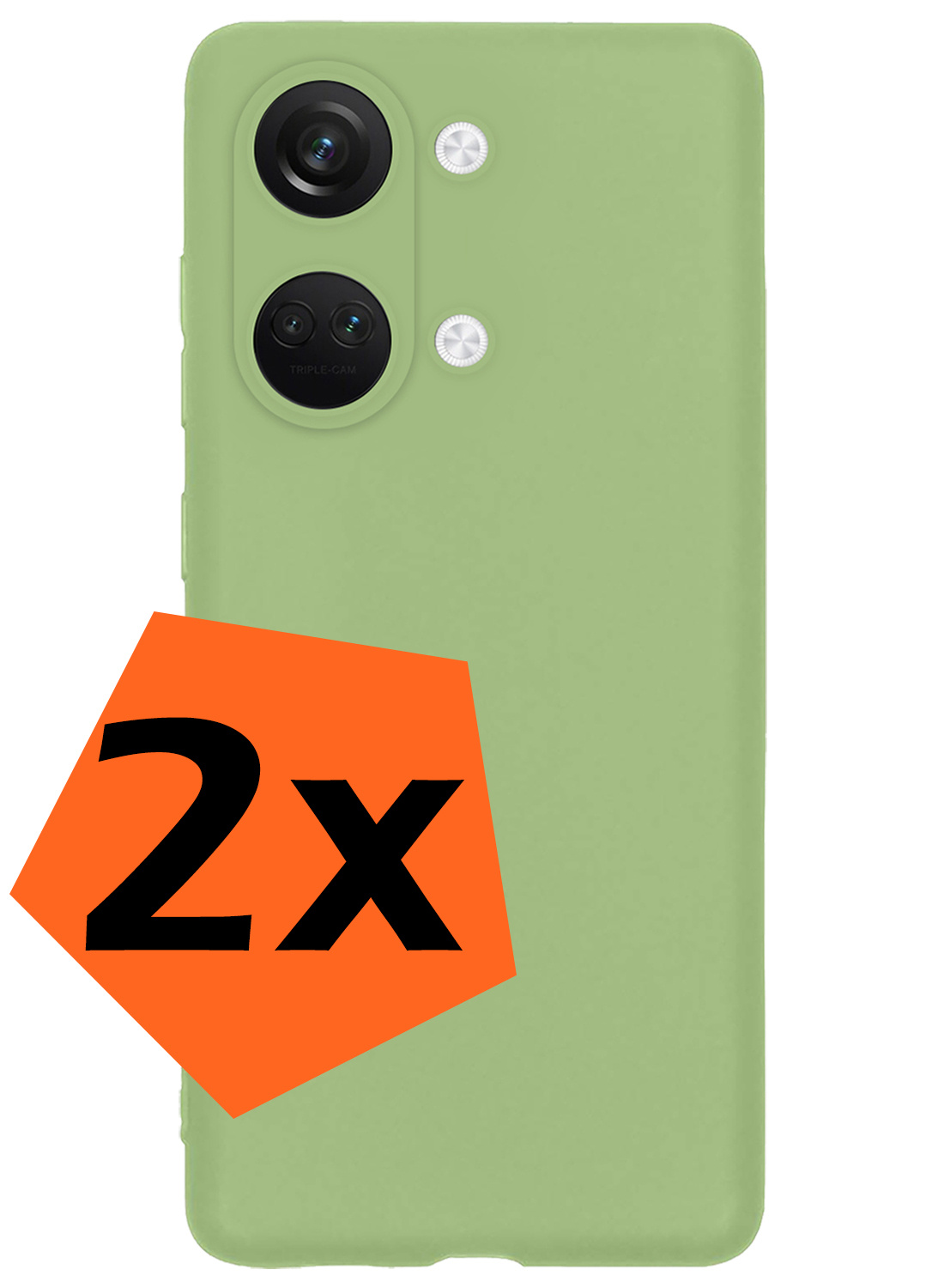 Nomfy Hoesje Geschikt voor OnePlus Nord 3 Hoesje Siliconen Cover Case - Hoes Geschikt voor OnePlus Nord 3 Hoes Back Case - 2-PACK - Groen