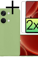 NoXx Hoes Geschikt voor OnePlus Nord 3 Hoesje Cover Siliconen Back Case Hoes Met 2x Screenprotector - Groen