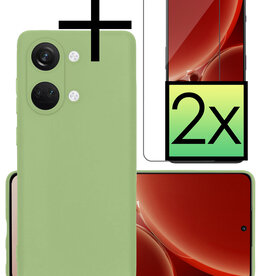 NoXx NoXx OnePlus Nord 3 Hoesje Siliconen Met 2x Screenprotector - Groen