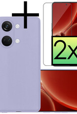 NoXx Hoes Geschikt voor OnePlus Nord 3 Hoesje Cover Siliconen Back Case Hoes Met 2x Screenprotector - Lila