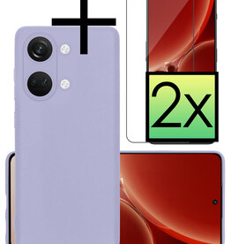 NoXx NoXx OnePlus Nord 3 Hoesje Siliconen Met 2x Screenprotector - Lila