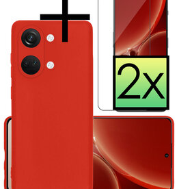 NoXx NoXx OnePlus Nord 3 Hoesje Siliconen Met 2x Screenprotector - Rood