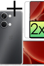 NoXx Hoes Geschikt voor OnePlus Nord 3 Hoesje Cover Siliconen Back Case Hoes Met 2x Screenprotector - Transparant