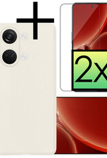 NoXx Hoes Geschikt voor OnePlus Nord 3 Hoesje Cover Siliconen Back Case Hoes Met 2x Screenprotector - Wit