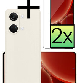 NoXx NoXx OnePlus Nord 3 Hoesje Siliconen Met 2x Screenprotector - Wit