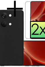 NoXx Hoes Geschikt voor OnePlus Nord 3 Hoesje Cover Siliconen Back Case Hoes Met 2x Screenprotector - Zwart