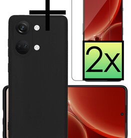 NoXx NoXx OnePlus Nord 3 Hoesje Siliconen Met 2x Screenprotector - Zwart