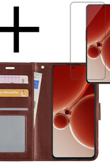 NoXx Hoes Geschikt voor OnePlus Nord 3 Hoesje Book Case Hoes Flip Cover Wallet Bookcase Met Screenprotector - Bruin
