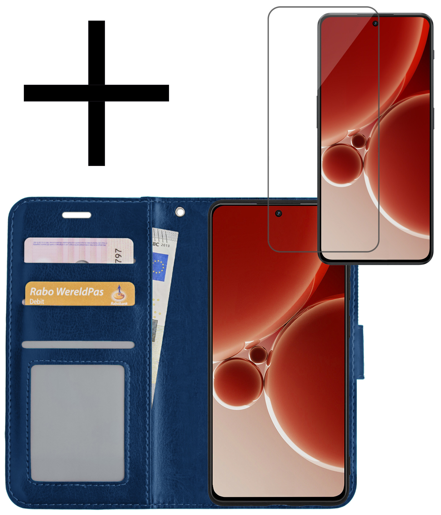 NoXx Hoes Geschikt voor OnePlus Nord 3 Hoesje Book Case Hoes Flip Cover Wallet Bookcase Met Screenprotector - Donkerblauw
