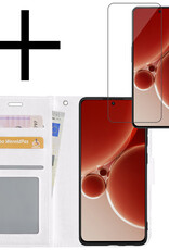 NoXx Hoes Geschikt voor OnePlus Nord 3 Hoesje Book Case Hoes Flip Cover Wallet Bookcase Met Screenprotector - Wit