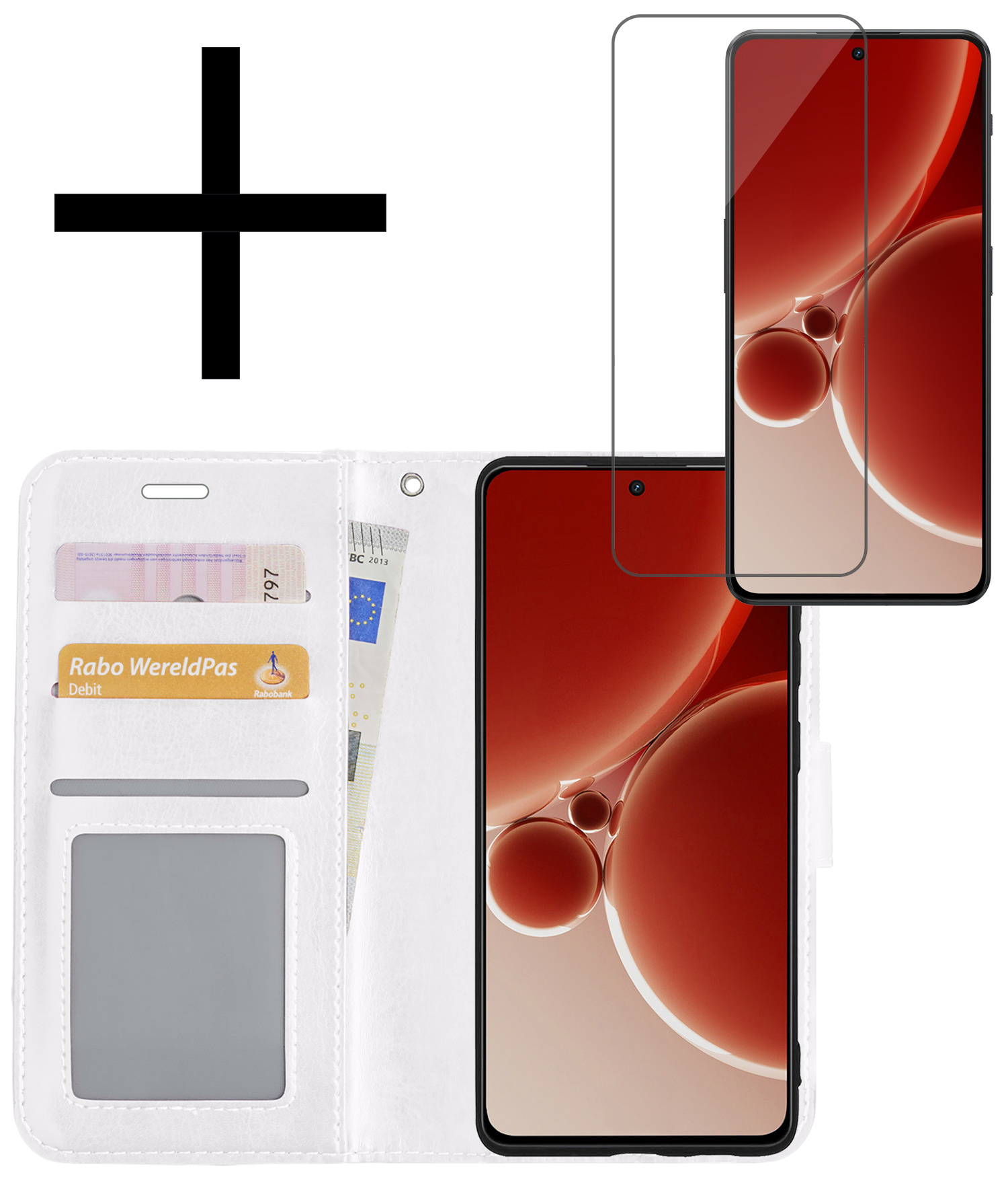 NoXx Hoes Geschikt voor OnePlus Nord 3 Hoesje Book Case Hoes Flip Cover Wallet Bookcase Met Screenprotector - Wit