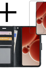 NoXx Hoes Geschikt voor OnePlus Nord 3 Hoesje Book Case Hoes Flip Cover Wallet Bookcase Met Screenprotector - Zwart