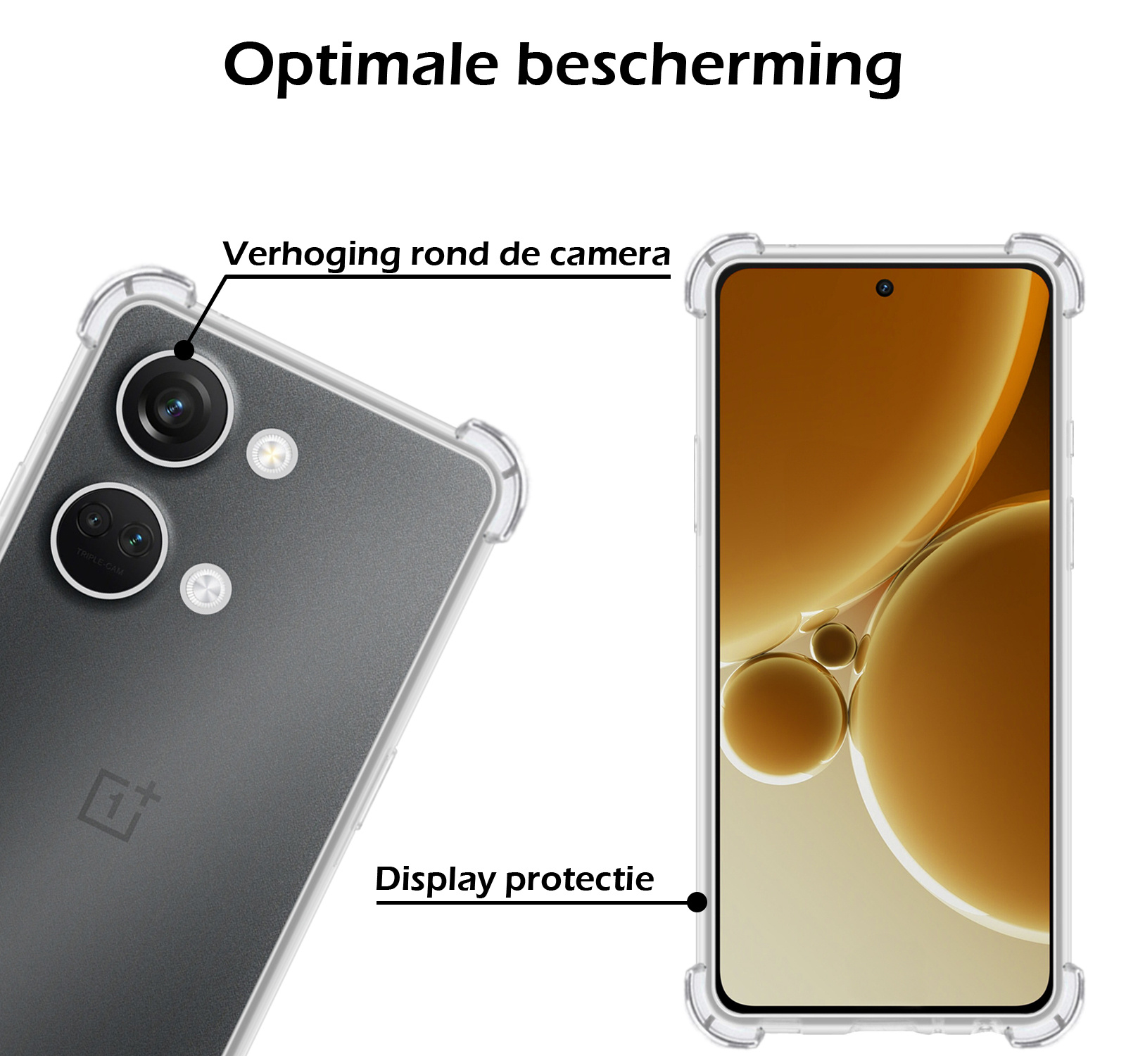 Nomfy Hoesje Geschikt voor OnePlus Nord 3 Hoesje Shock Proof Cover Case Shockproof Met 2x Screenprotector - Hoes Geschikt voor OnePlus Nord 3 Hoes Siliconen Back Case - Transparant