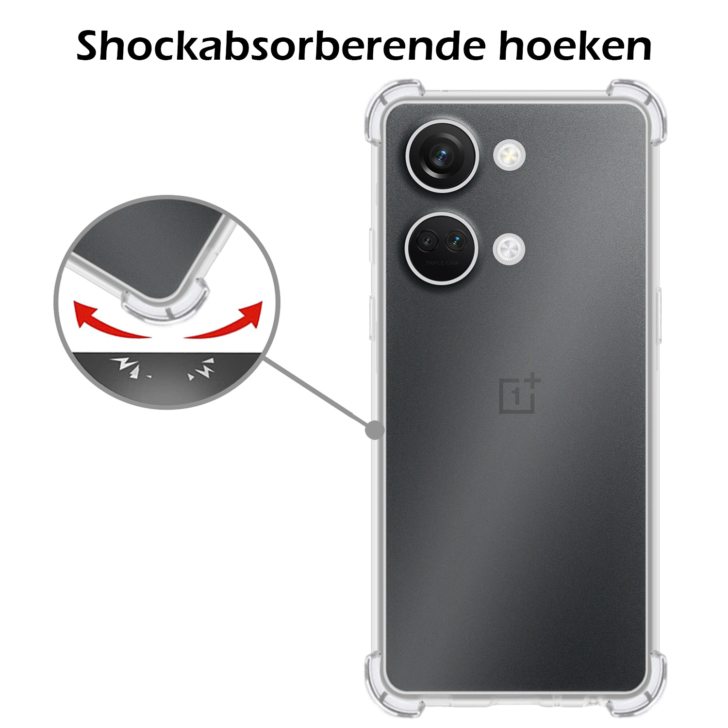 Nomfy Hoesje Geschikt voor OnePlus Nord 3 Hoesje Shock Proof Cover Case Shockproof Met 2x Screenprotector - Hoes Geschikt voor OnePlus Nord 3 Hoes Siliconen Back Case - Transparant