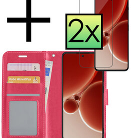 NoXx NoXx OnePlus Nord 3 Hoesje Bookcase Met 2x Screenprotector - Donkerroze