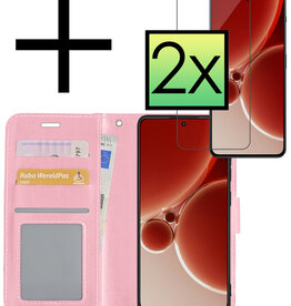 NoXx NoXx OnePlus Nord 3 Hoesje Bookcase Met 2x Screenprotector - Lichtroze