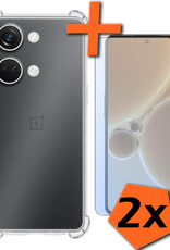 Nomfy Hoesje Geschikt voor OnePlus Nord 3 Hoesje Shock Proof Cover Case Shockproof Met 2x Screenprotector - Hoes Geschikt voor OnePlus Nord 3 Hoes Siliconen Back Case - Transparant