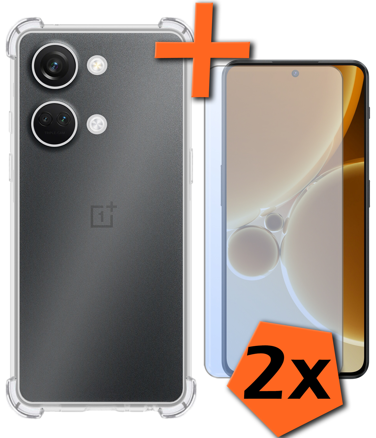 Nomfy Hoesje Geschikt voor OnePlus Nord 3 Hoesje Shock Proof Cover Case Shockproof Met 2x Screenprotector - Hoes Geschikt voor OnePlus Nord 3 Hoes Siliconen Back Case - Transparant