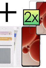 NoXx Hoes Geschikt voor OnePlus Nord 3 Hoesje Book Case Hoes Flip Cover Wallet Bookcase Met 2x Screenprotector - Wit