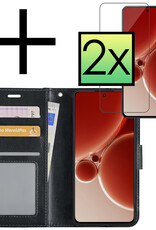 NoXx Hoes Geschikt voor OnePlus Nord 3 Hoesje Book Case Hoes Flip Cover Wallet Bookcase Met 2x Screenprotector - Zwart