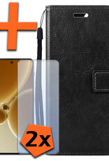 Nomfy Hoesje Geschikt voor OnePlus Nord 3 Hoes Bookcase Flipcase Book Cover Met 2x Screenprotector - Hoes Geschikt voor OnePlus Nord 3 Hoesje Book Case - Zwart