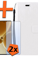 Nomfy Hoesje Geschikt voor OnePlus Nord 3 Hoes Bookcase Flipcase Book Cover Met 2x Screenprotector - Hoes Geschikt voor OnePlus Nord 3 Hoesje Book Case - Wit