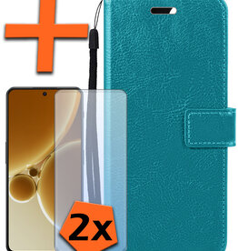 Nomfy Nomfy OnePlus Nord 3 Hoesje Bookcase Met 2x Screenprotector - Turquoise