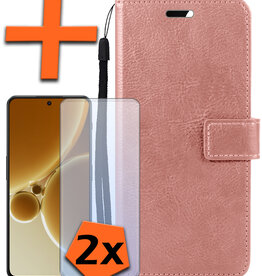 Nomfy Nomfy OnePlus Nord 3 Hoesje Bookcase Met 2x Screenprotector - Rose Goud
