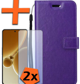 Nomfy Nomfy OnePlus Nord 3 Hoesje Bookcase Met 2x Screenprotector - Paars