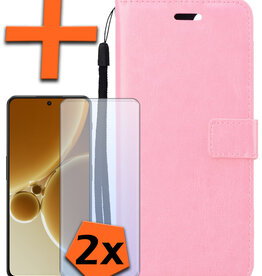 Nomfy Nomfy OnePlus Nord 3 Hoesje Bookcase Met 2x Screenprotector - Lichtroze