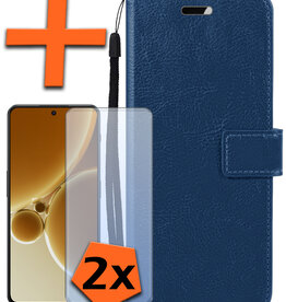 Nomfy Nomfy OnePlus Nord 3 Hoesje Bookcase Met 2x Screenprotector - Donkerblauw