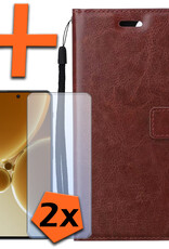 Nomfy Hoesje Geschikt voor OnePlus Nord 3 Hoes Bookcase Flipcase Book Cover Met 2x Screenprotector - Hoes Geschikt voor OnePlus Nord 3 Hoesje Book Case - Bruin