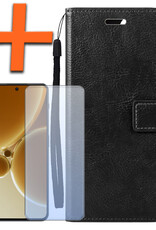 Nomfy Hoesje Geschikt voor OnePlus Nord 3 Hoes Bookcase Flipcase Book Cover Met Screenprotector - Hoes Geschikt voor OnePlus Nord 3 Hoesje Book Case - Zwart