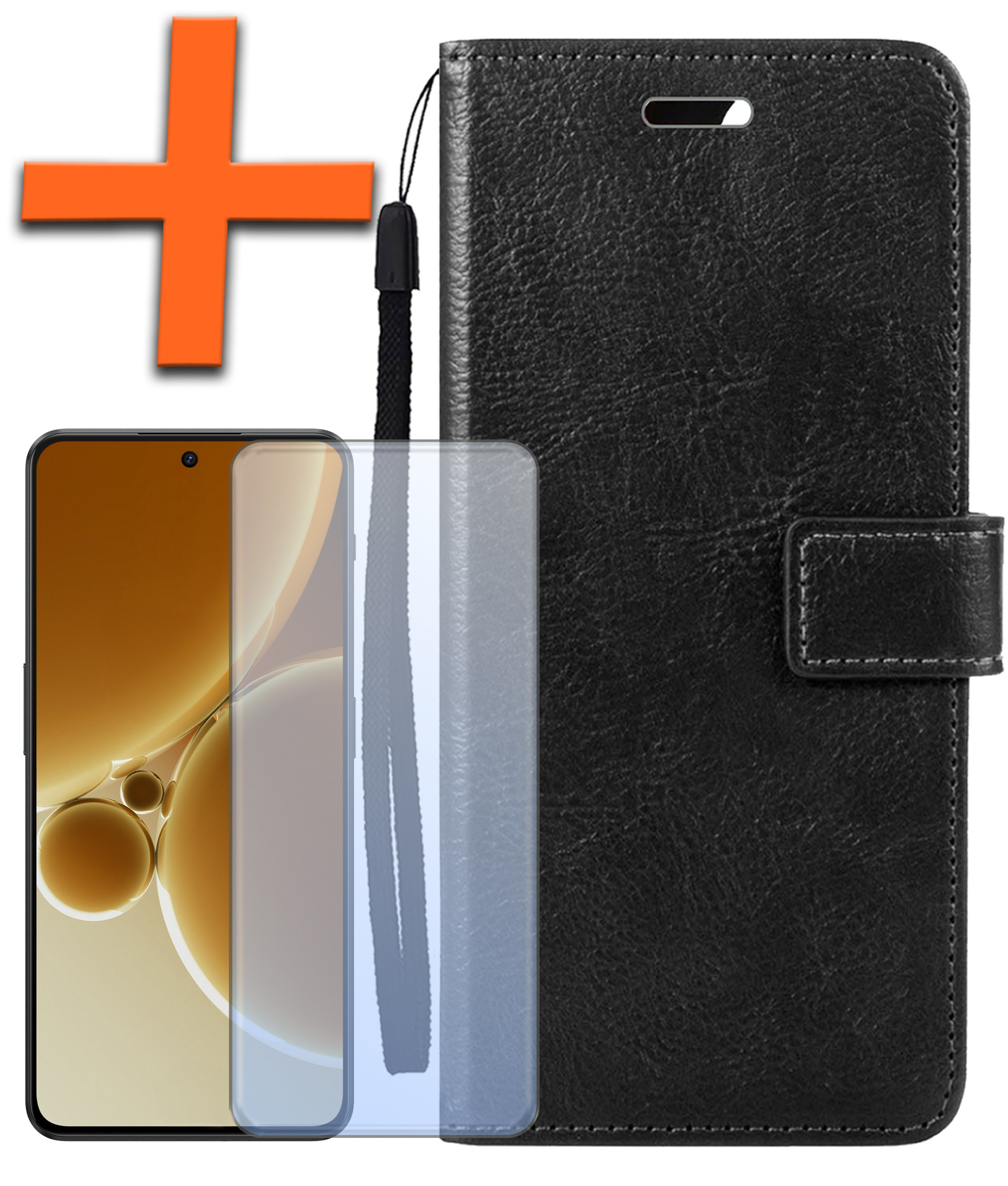 Nomfy Hoesje Geschikt voor OnePlus Nord 3 Hoes Bookcase Flipcase Book Cover Met Screenprotector - Hoes Geschikt voor OnePlus Nord 3 Hoesje Book Case - Zwart