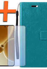 Nomfy Hoesje Geschikt voor OnePlus Nord 3 Hoes Bookcase Flipcase Book Cover Met Screenprotector - Hoes Geschikt voor OnePlus Nord 3 Hoesje Book Case - Turquoise
