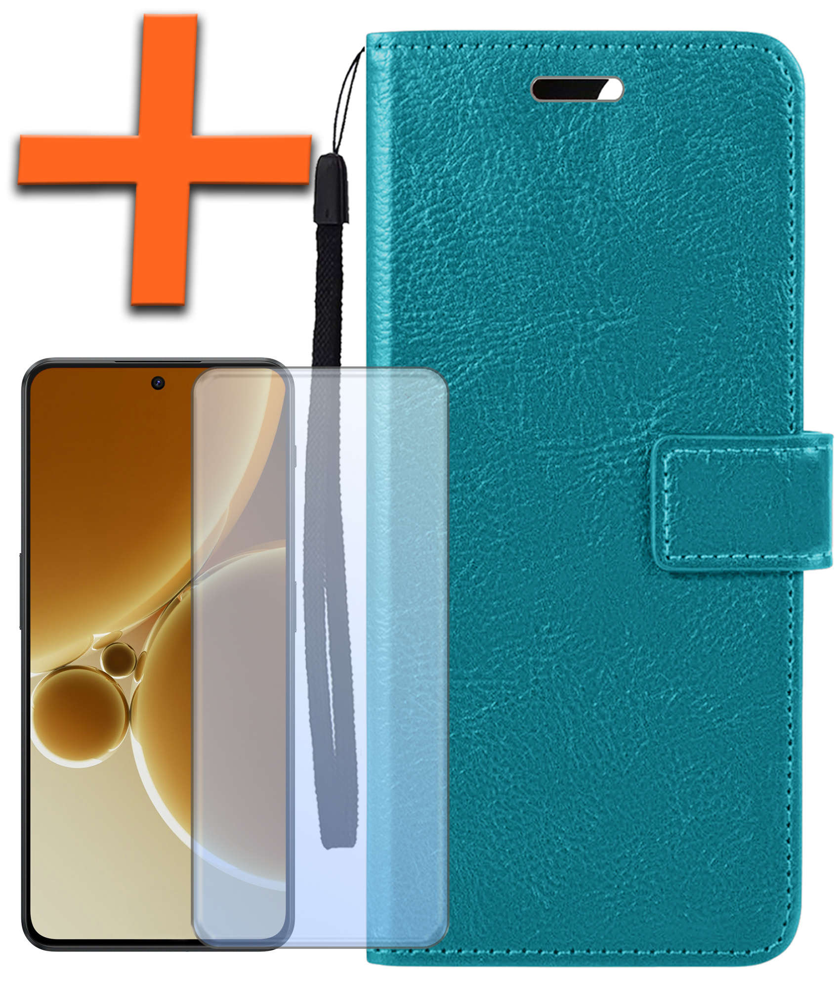 Nomfy Hoesje Geschikt voor OnePlus Nord 3 Hoes Bookcase Flipcase Book Cover Met Screenprotector - Hoes Geschikt voor OnePlus Nord 3 Hoesje Book Case - Turquoise