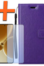Nomfy Hoesje Geschikt voor OnePlus Nord 3 Hoes Bookcase Flipcase Book Cover Met Screenprotector - Hoes Geschikt voor OnePlus Nord 3 Hoesje Book Case - Paars