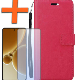 Nomfy Nomfy OnePlus Nord 3 Hoesje Bookcase Met Screenprotector - Donkerroze