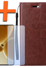 Nomfy Hoesje Geschikt voor OnePlus Nord 3 Hoes Bookcase Flipcase Book Cover Met Screenprotector - Hoes Geschikt voor OnePlus Nord 3 Hoesje Book Case - Bruin