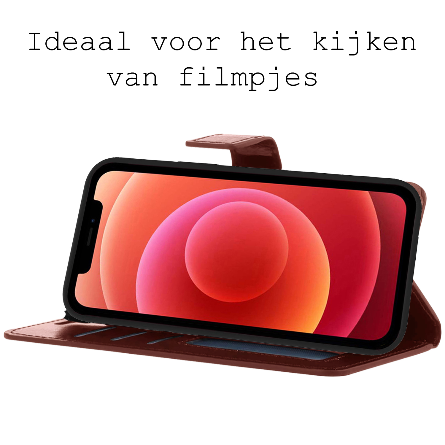 BASEY. Hoes Geschikt voor iPhone 12 Pro Max Hoesje Bookcase Hoes 2-in-1 Cover - Hoesje Geschikt voor iPhone 12 Pro Max Hoes 2-in-1 Hoesje Case - Bruin