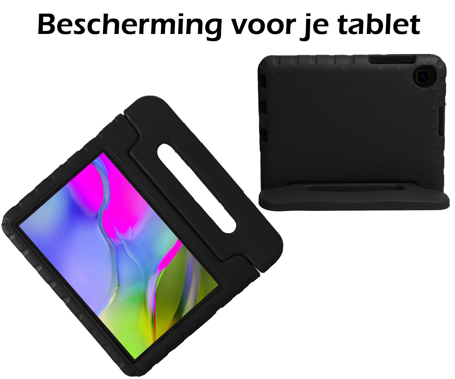 Nomfy Hoes Geschikt voor Samsung Galaxy Tab A 10.1 2019 Hoes Bumper Kindvriendelijk Kids Case Kinderhoes - Hoesje Geschikt voor Samsung Tab A 10.1 2019 Hoesje Shockproof Cover Hoes - Zwart