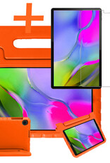 Nomfy Hoes Geschikt voor Samsung Galaxy Tab A 10.1 2019 Hoes Bumper Kindvriendelijk Kids Case Kinderhoes Met Screenprotector - Hoesje Geschikt voor Samsung Tab A 10.1 2019 Hoesje Shockproof Cover Hoes - Oranje