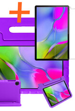 Nomfy Hoes Geschikt voor Samsung Galaxy Tab A 10.1 2019 Hoes Bumper Kindvriendelijk Kids Case Kinderhoes Met Screenprotector - Hoesje Geschikt voor Samsung Tab A 10.1 2019 Hoesje Shockproof Cover Hoes - Paars