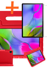 Nomfy Hoes Geschikt voor Samsung Galaxy Tab A 10.1 2019 Hoes Bumper Kindvriendelijk Kids Case Kinderhoes Met Screenprotector - Hoesje Geschikt voor Samsung Tab A 10.1 2019 Hoesje Shockproof Cover Hoes - Rood