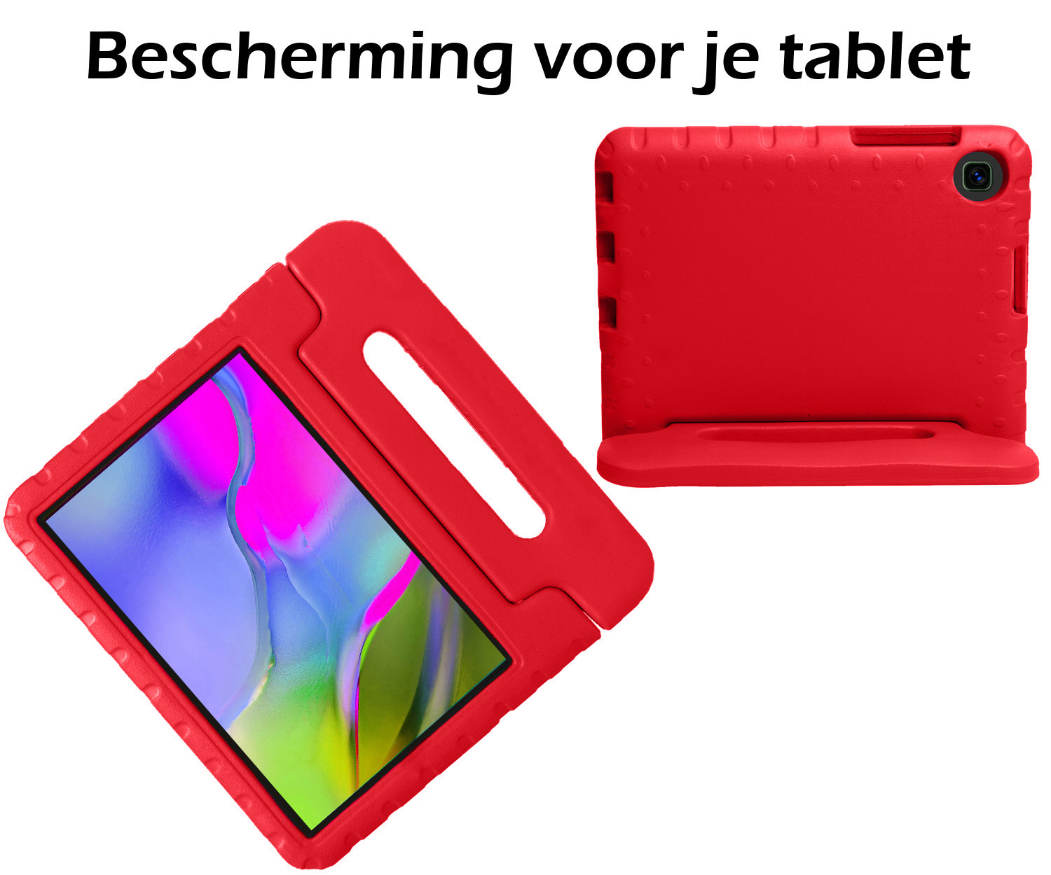 Nomfy Hoes Geschikt voor Samsung Galaxy Tab A 10.1 2019 Hoes Bumper Kindvriendelijk Kids Case Kinderhoes Met Screenprotector - Hoesje Geschikt voor Samsung Tab A 10.1 2019 Hoesje Shockproof Cover Hoes - Rood