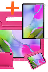 Nomfy Hoes Geschikt voor Samsung Galaxy Tab A 10.1 2019 Hoes Bumper Kindvriendelijk Kids Case Kinderhoes Met Screenprotector - Hoesje Geschikt voor Samsung Tab A 10.1 2019 Hoesje Shockproof Cover Hoes - Roze